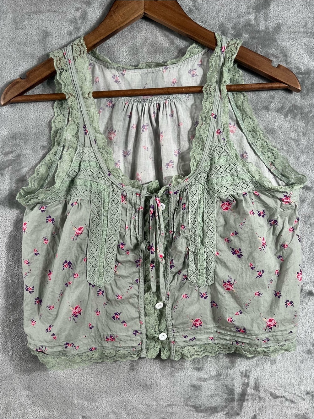 Y2K Boho Lace Cottagecore Babydoll Floral Milkmaid Prairie Peasant Feminine Tank
